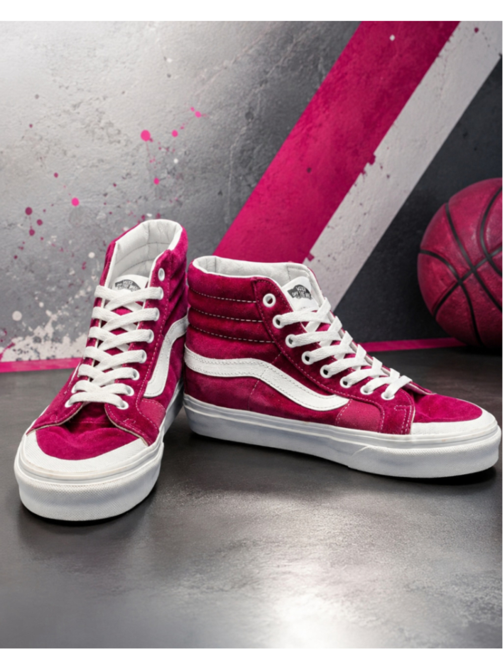 Vans Sk8-Hi Reissue Burgundy Velvet High Top Shoes Women 8 Men 6.5